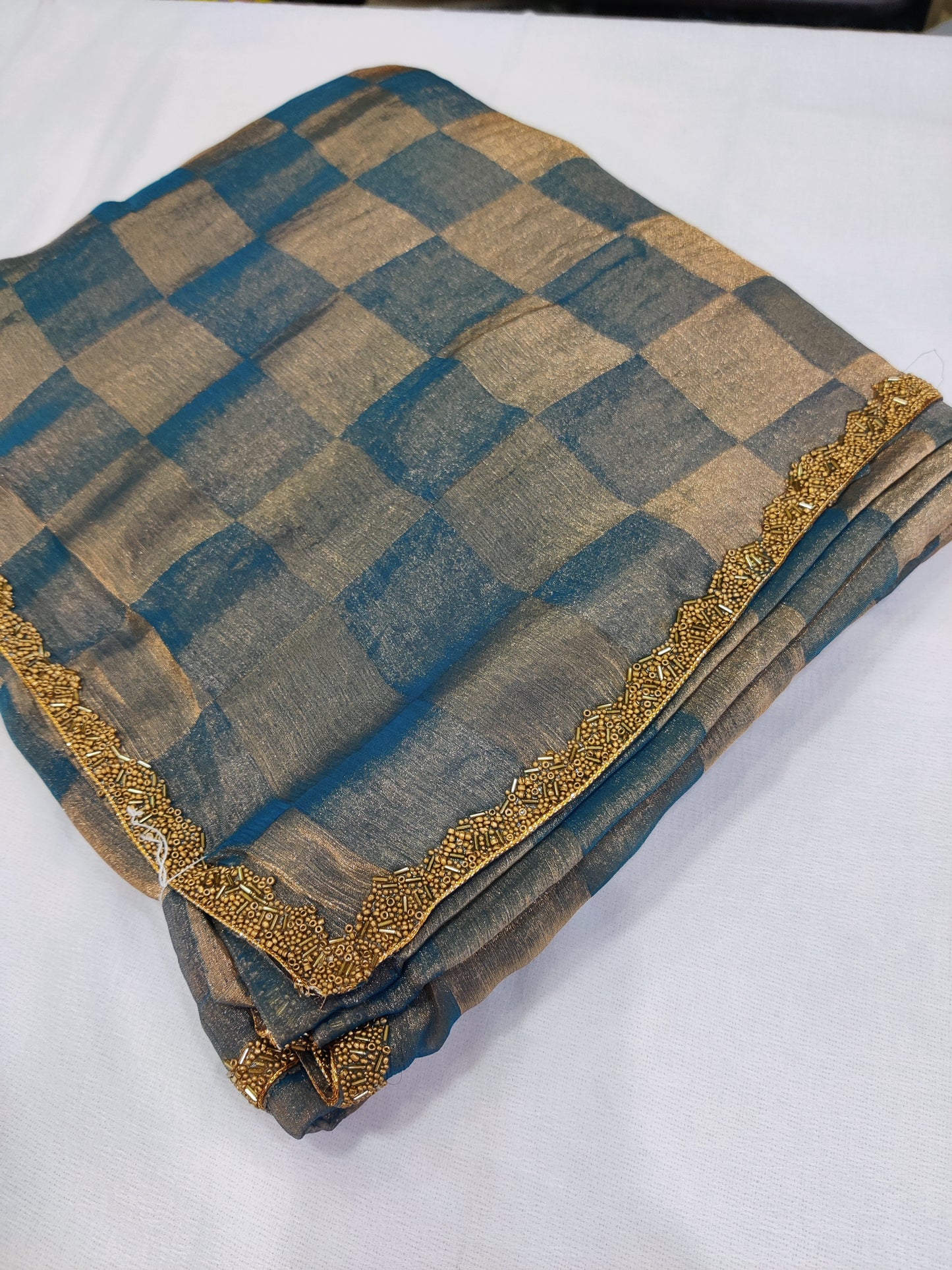 Bitiyaa Beads and Stones Tissue Jimmy-Choo Saree