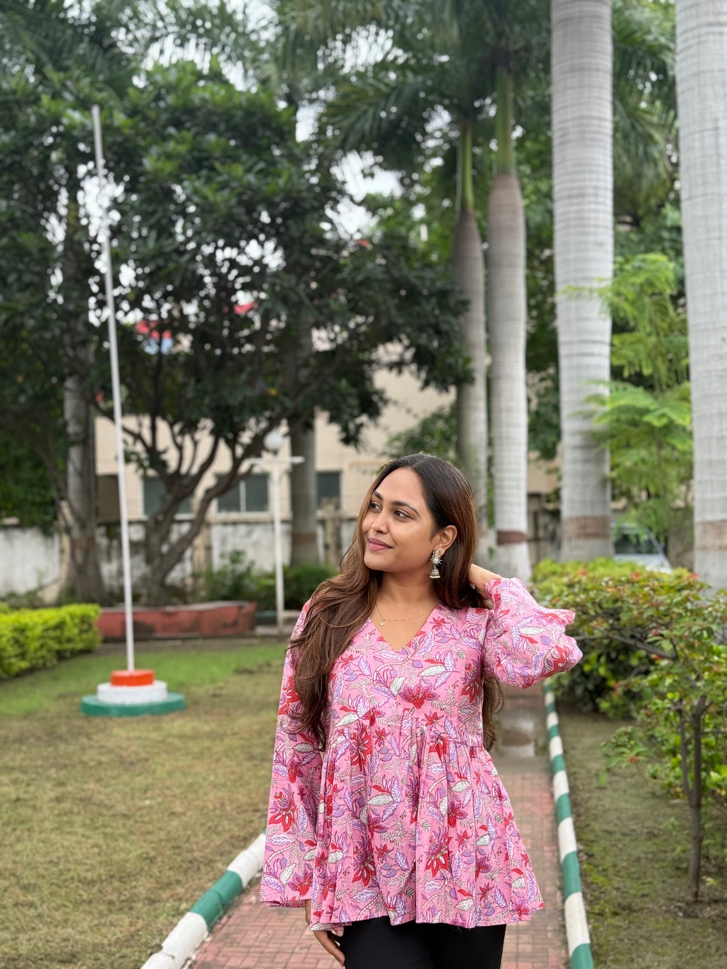 Bitiyaa Floral Printed Top With bell sleeves