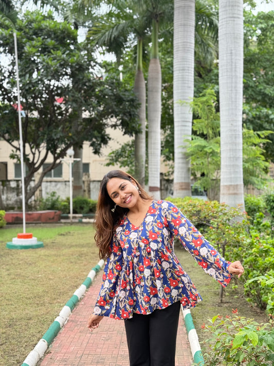 Bitiyaa Floral Printed Top With bell Sleeves