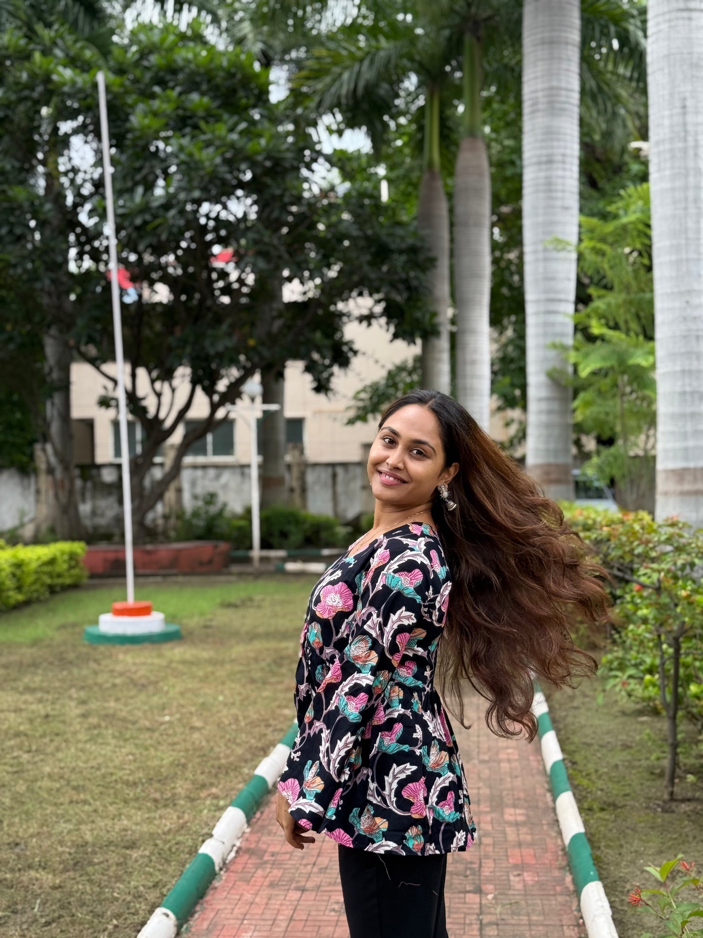 Bitiyaa Floral Printed Top With bell Sleeves