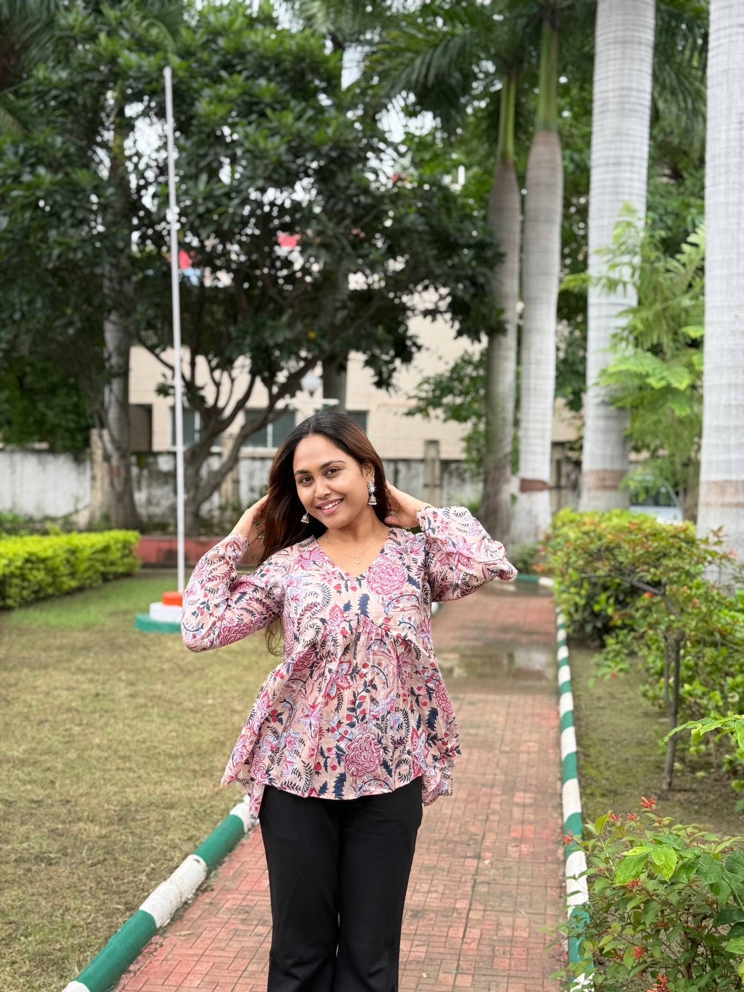 Bitiyaa Floral Printed Top With bell Sleeves