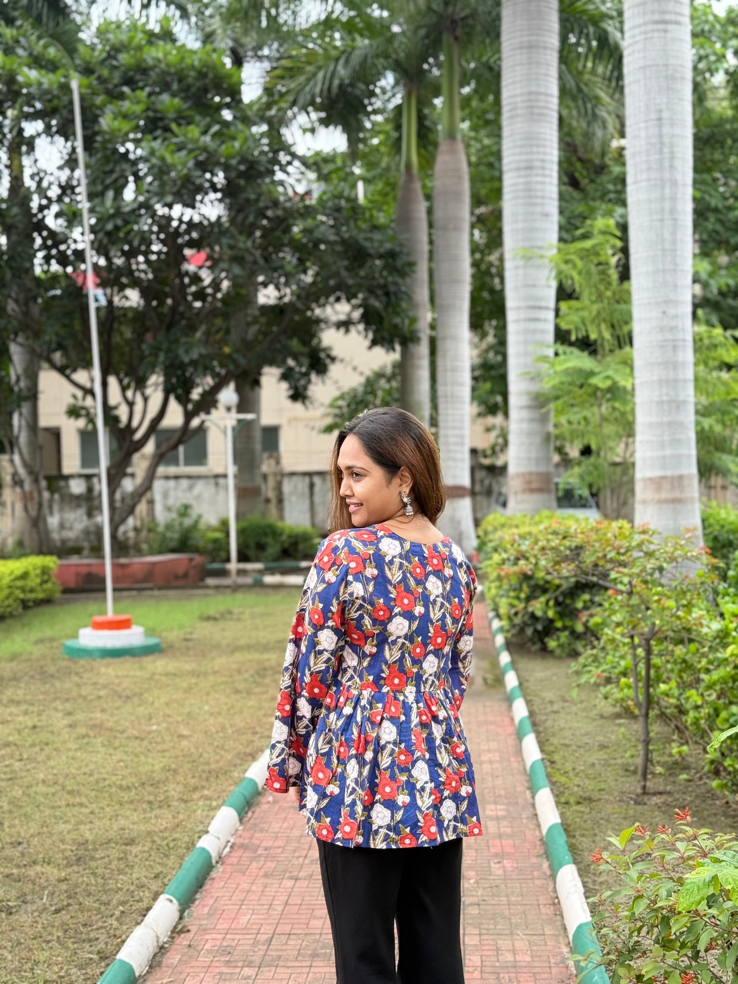 Bitiyaa Floral Printed Top With bell Sleeves