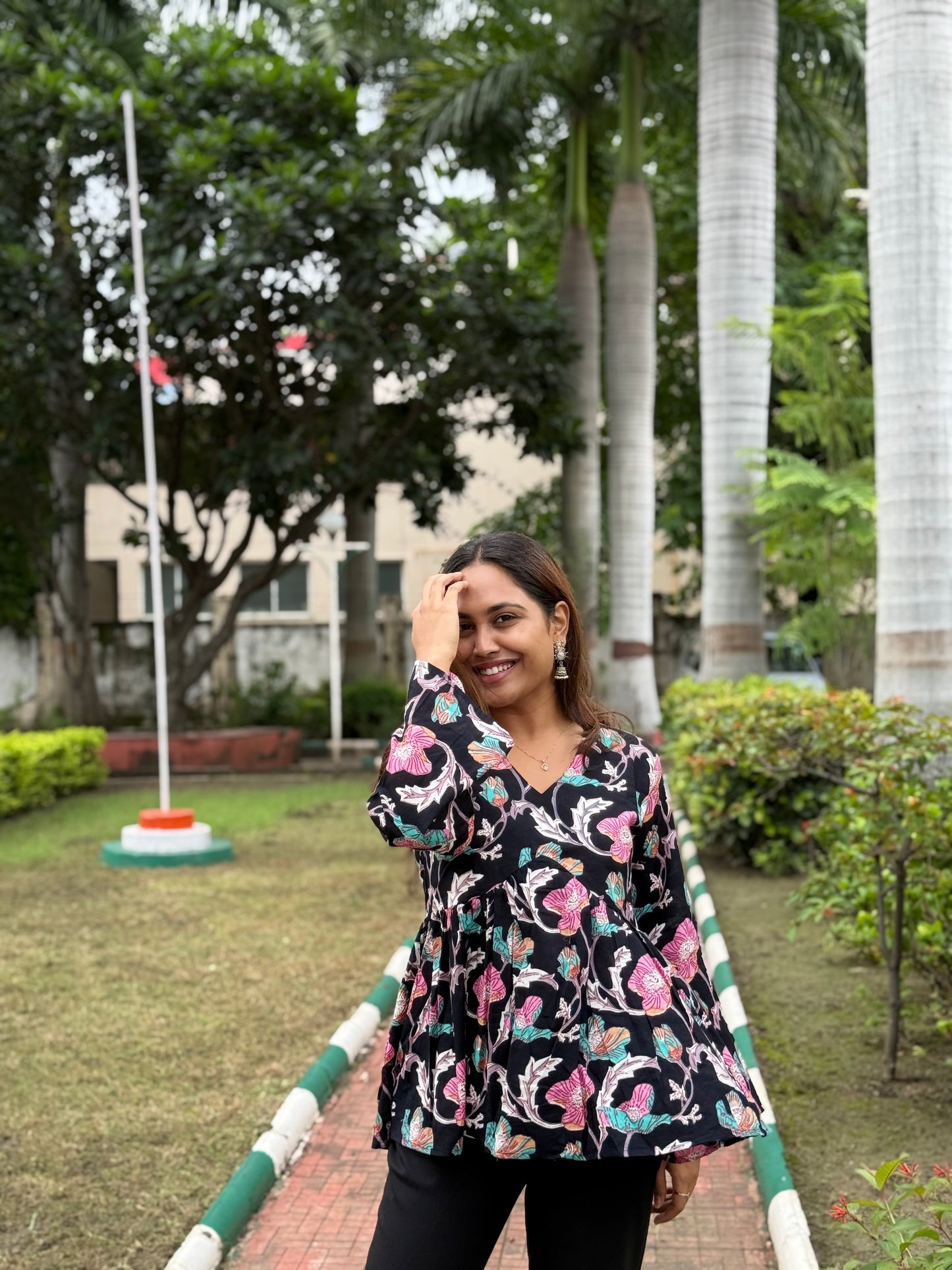 Bitiyaa Floral Printed Top With bell Sleeves