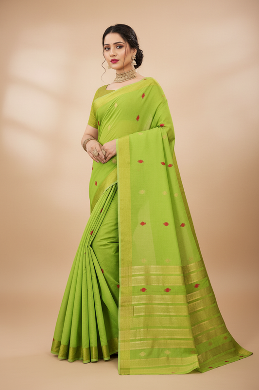 Lime Green Saree - Modern Studio