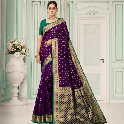 Purple Banarasi Silk Saree