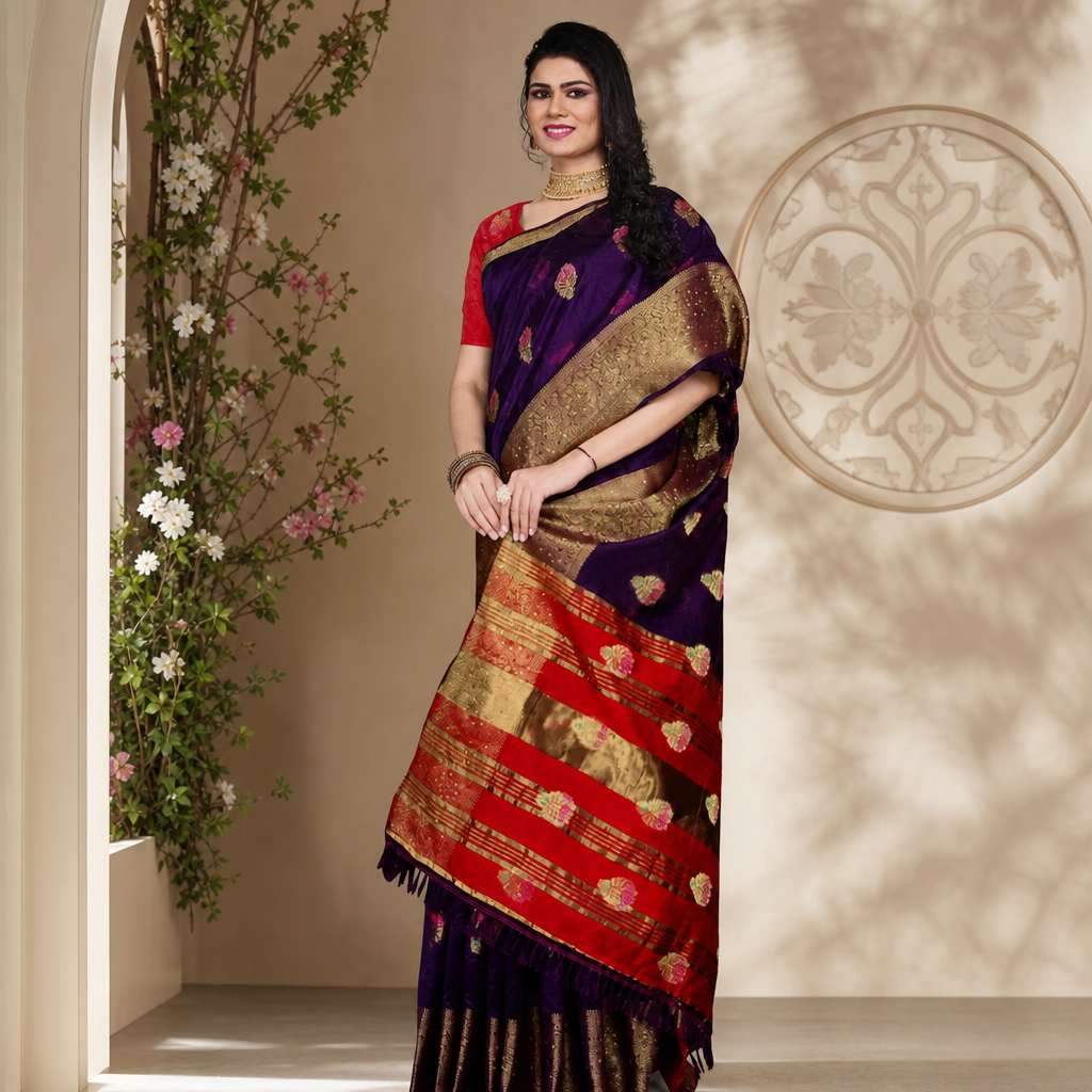 Yellow Cotton Silk Saree
