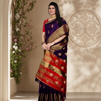 Yellow Cotton Silk Saree