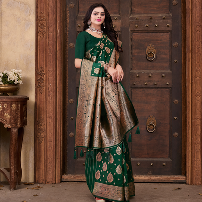 Green Banarasi silk saree