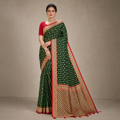 Green Banarasi silk saree
