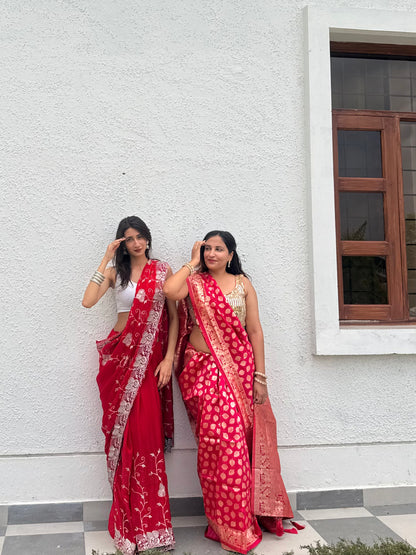 Magenta Embroidered Fendi Saree