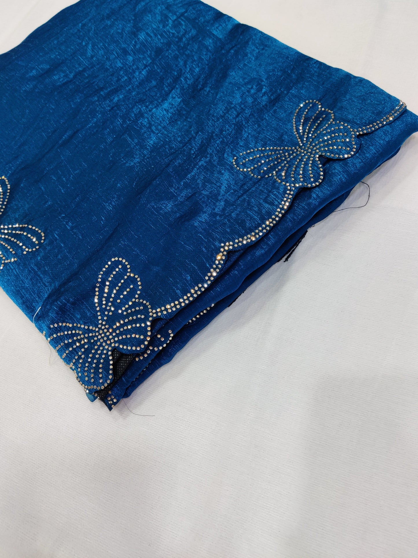 Bitiyaa Blue Butterfly Crystal Tissue Saree with Hand Embellished Border