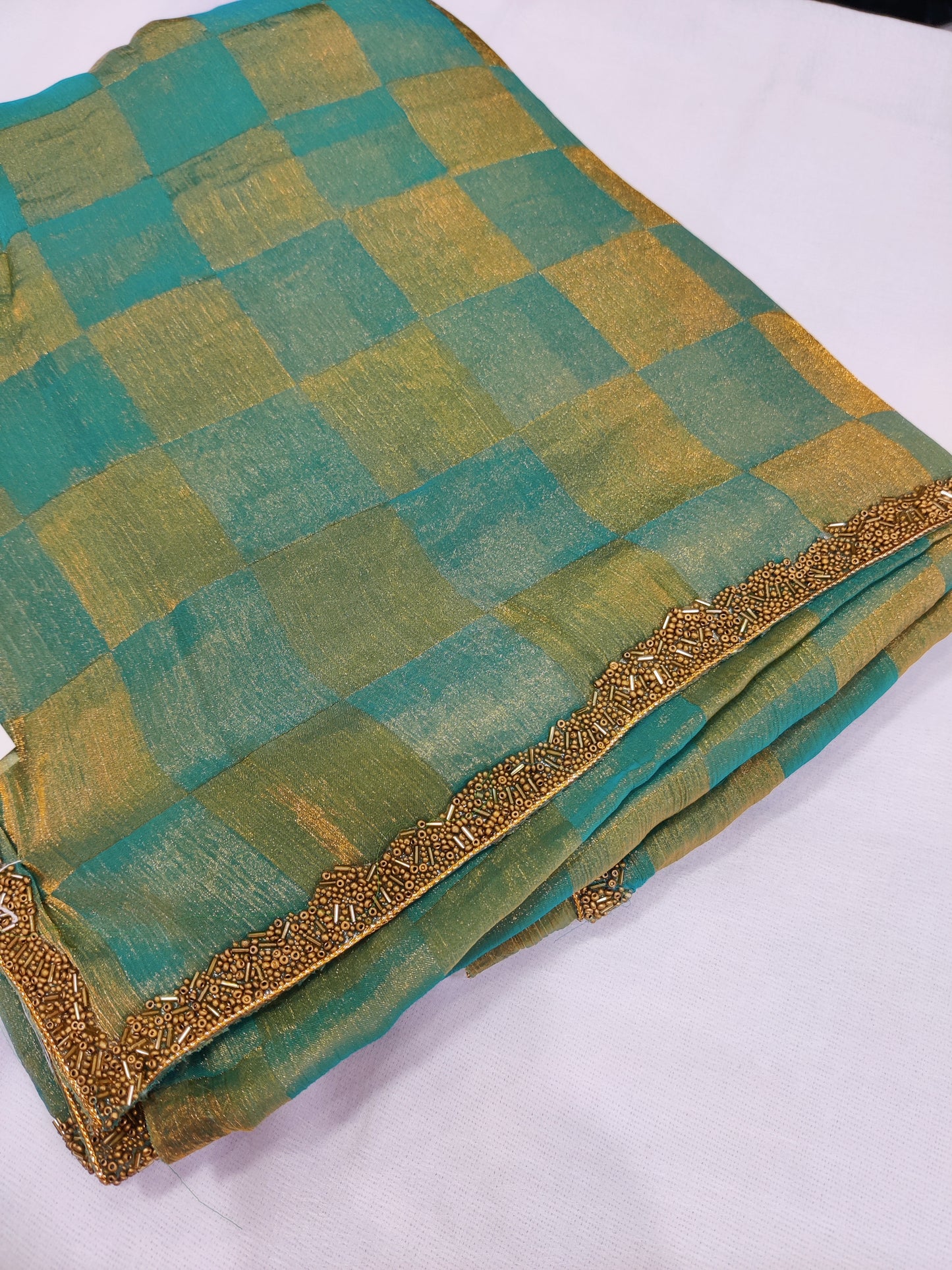 Bitiyaa Beads and Stones Tissue Jimmy-Choo Saree