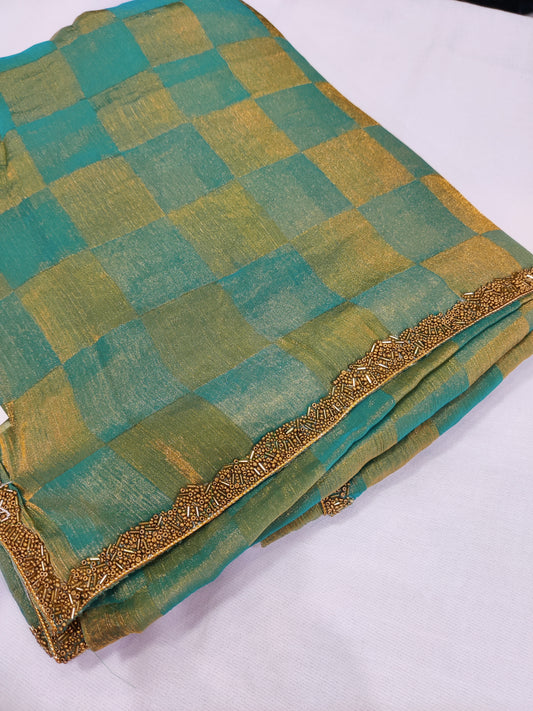 Bitiyaa Beads and Stones Tissue Jimmy-Choo Saree