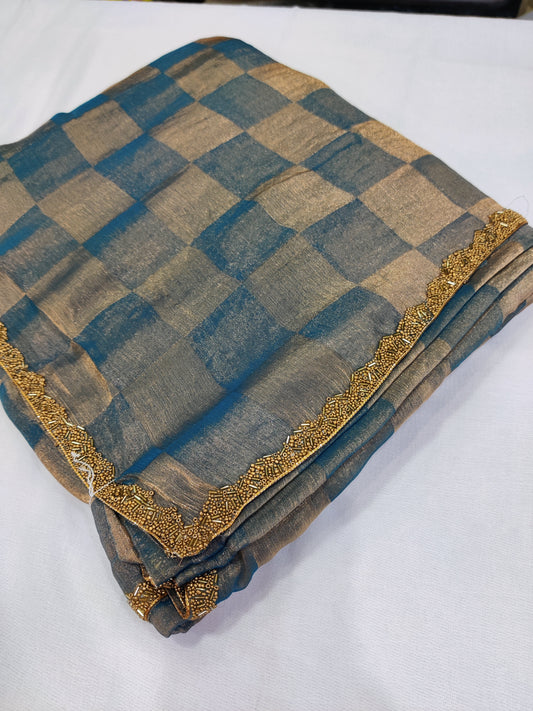 Bitiyaa Beads and Stones Tissue Jimmy-Choo Saree