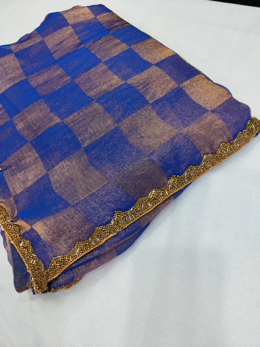 Bitiyaa Beads and Stones Tissue Jimmy-Choo Saree