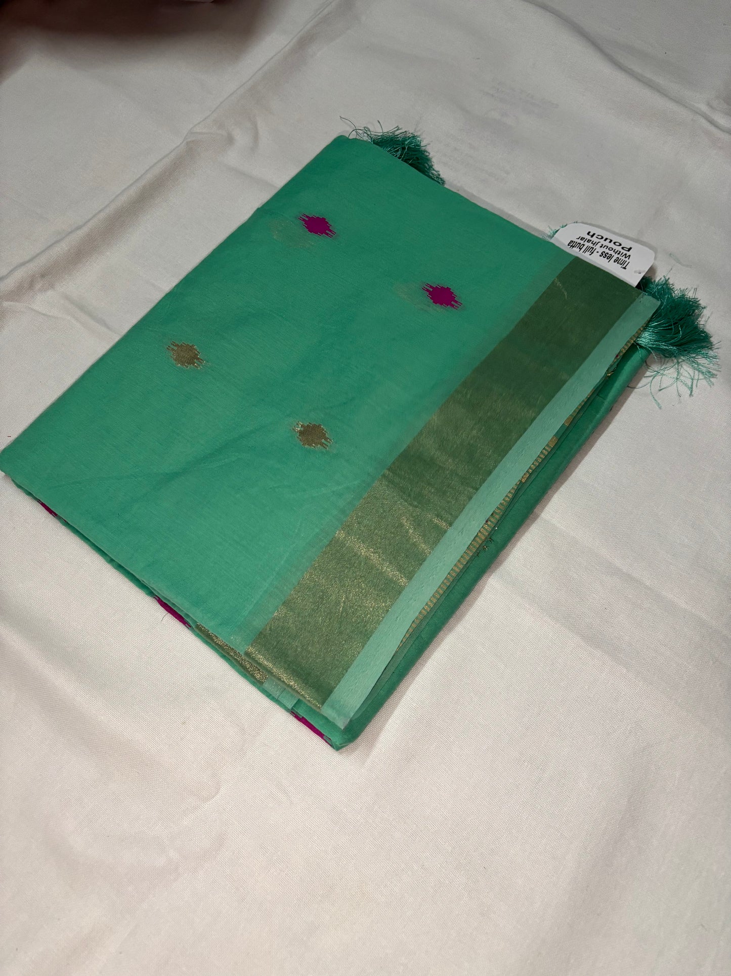 Turquoise Cotton Silk Saree