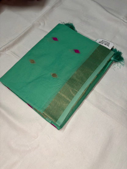 Turquoise Cotton Silk Saree