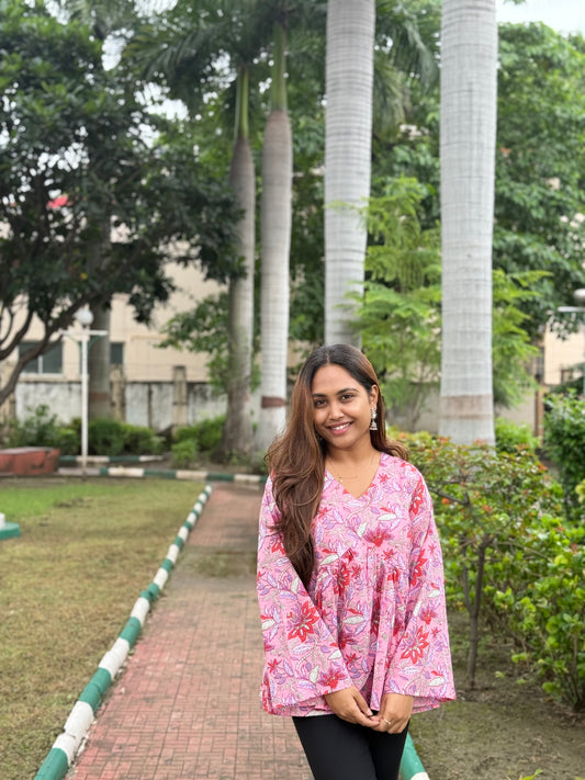 Bitiyaa Floral Printed Top With bell sleeves