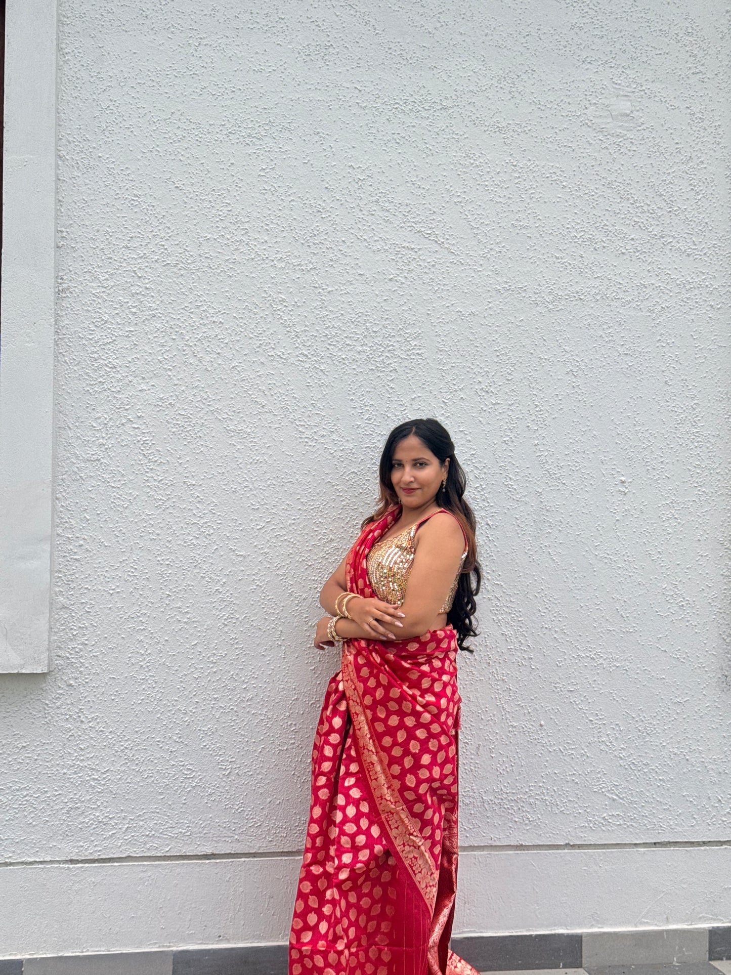 Pink Banarasi silk saree