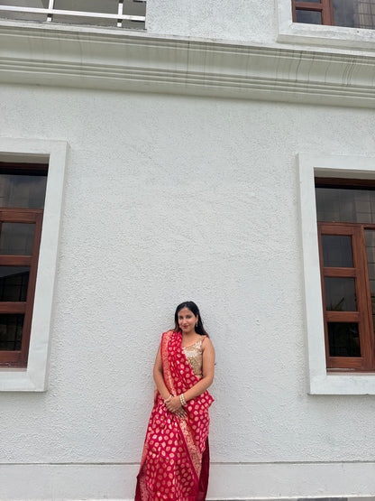 Pink Banarasi silk saree