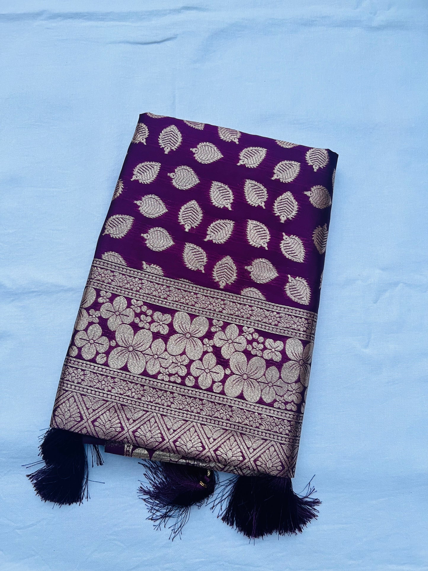 Purple Banarasi silk saree