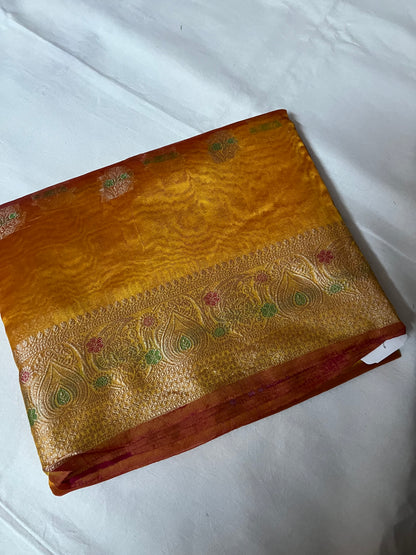 Yellow Cotton Silk Saree