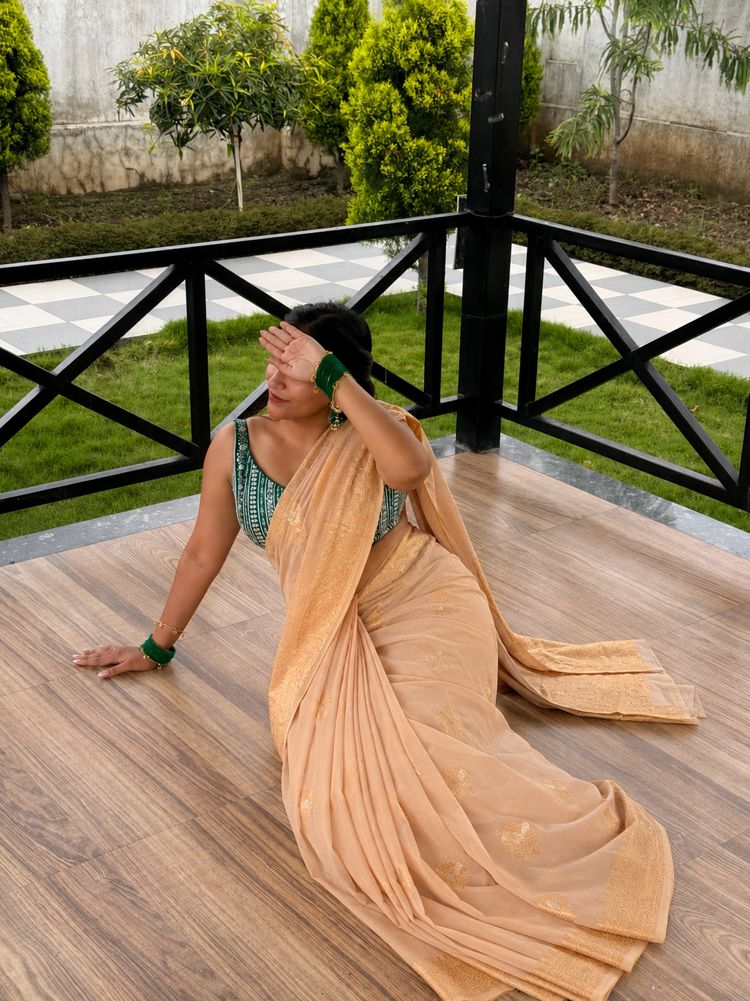 Beige silk blend Saree