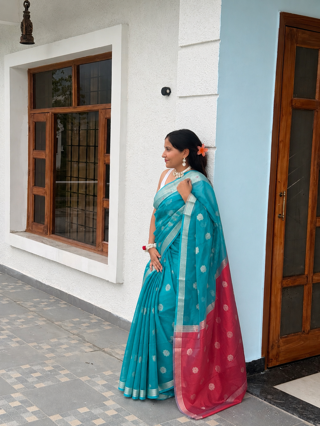 Blue Cotton Silk Saree