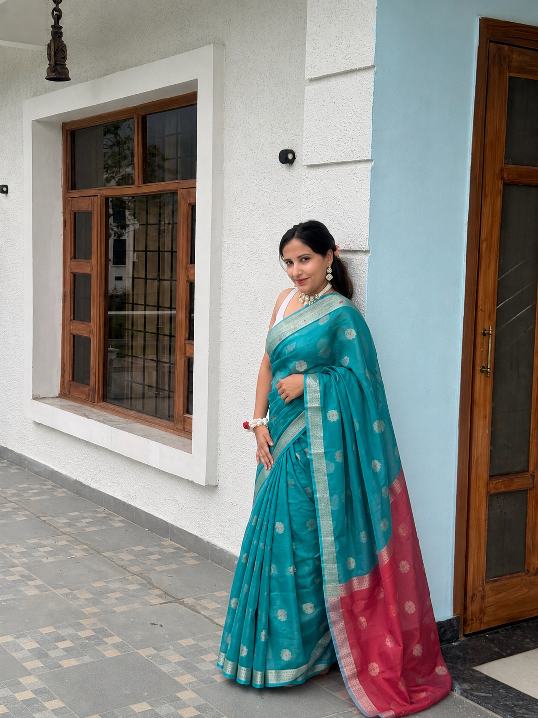 Blue Cotton Silk Saree