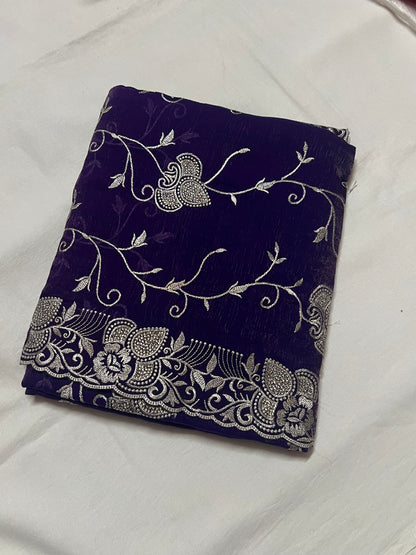 Royal Purple Embroidered Fendi Saree