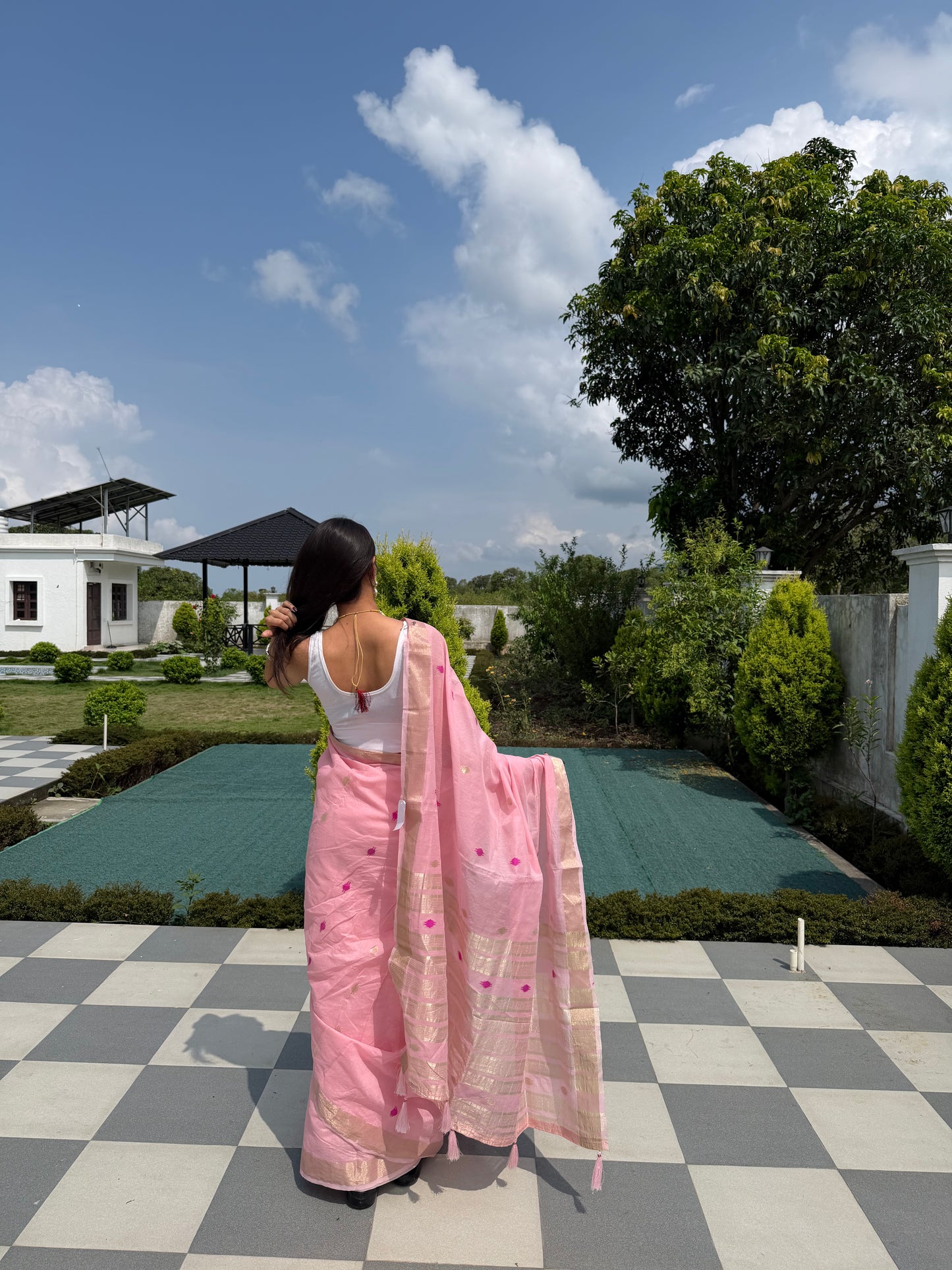 Baby Pink Cotton Silk Saree