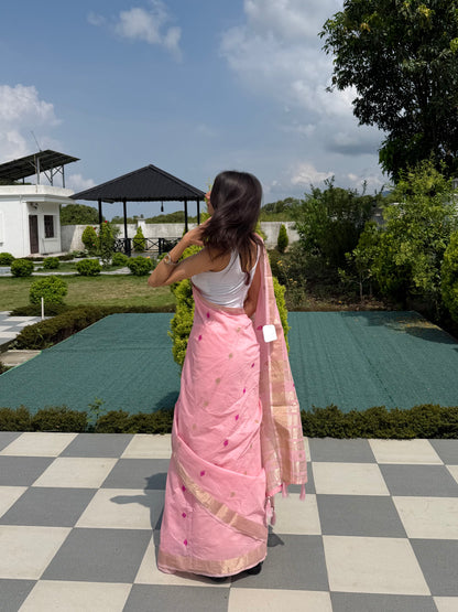 Baby Pink Cotton Silk Saree
