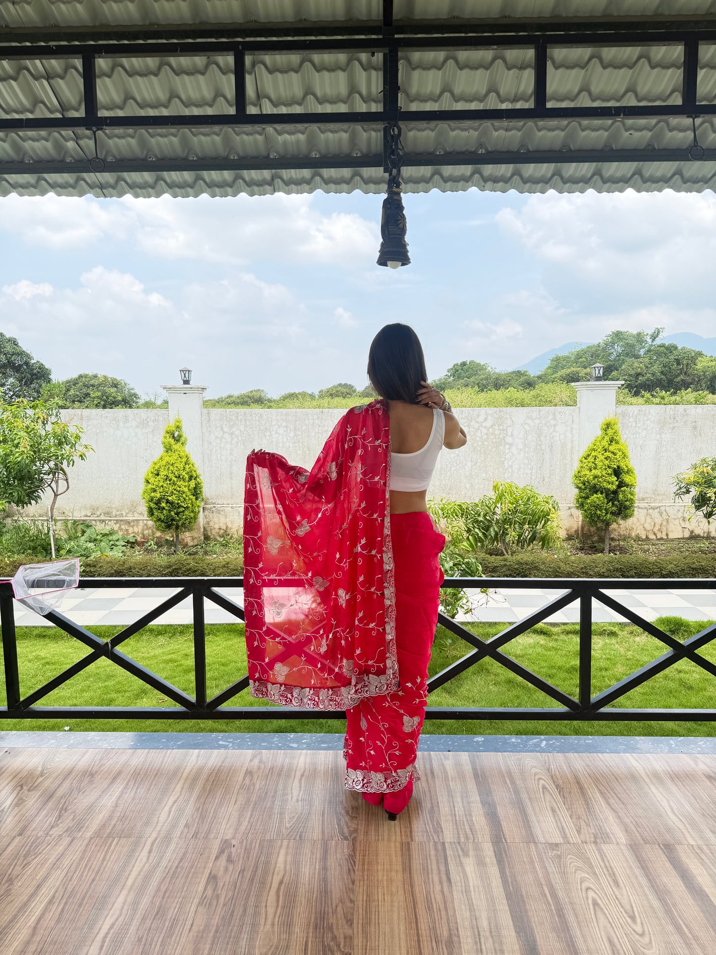 Magenta Embroidered Fendi Saree