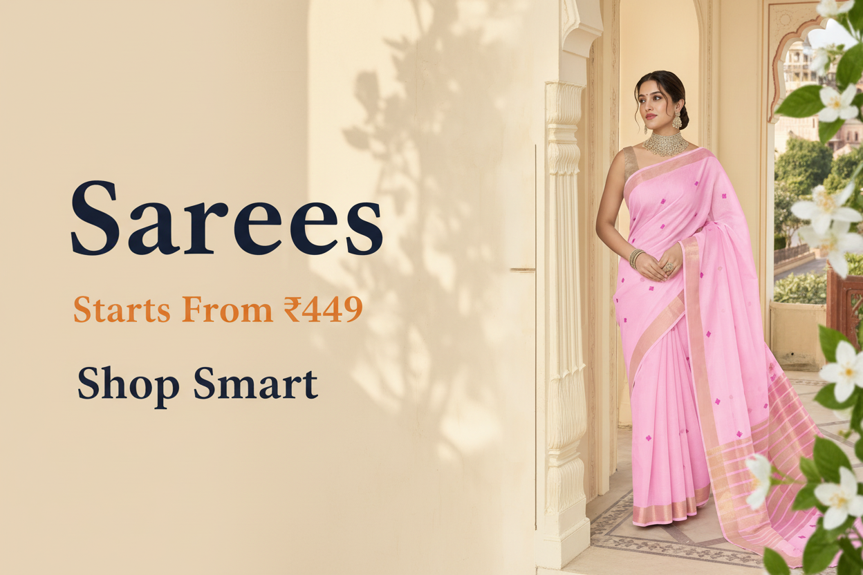 Banner with Pink Saree Model