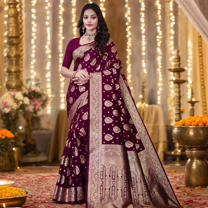 Blue Banarasi silk saree