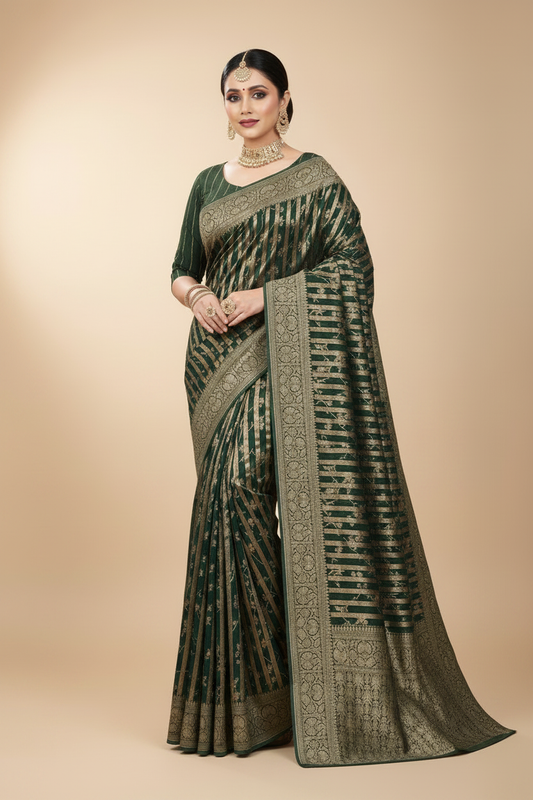 Dark green saree