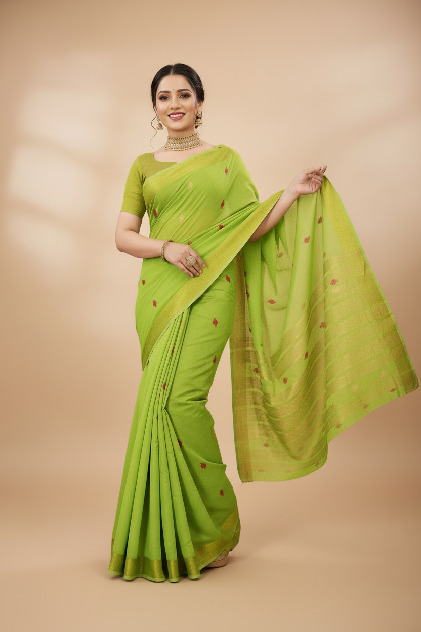 Lime green saree