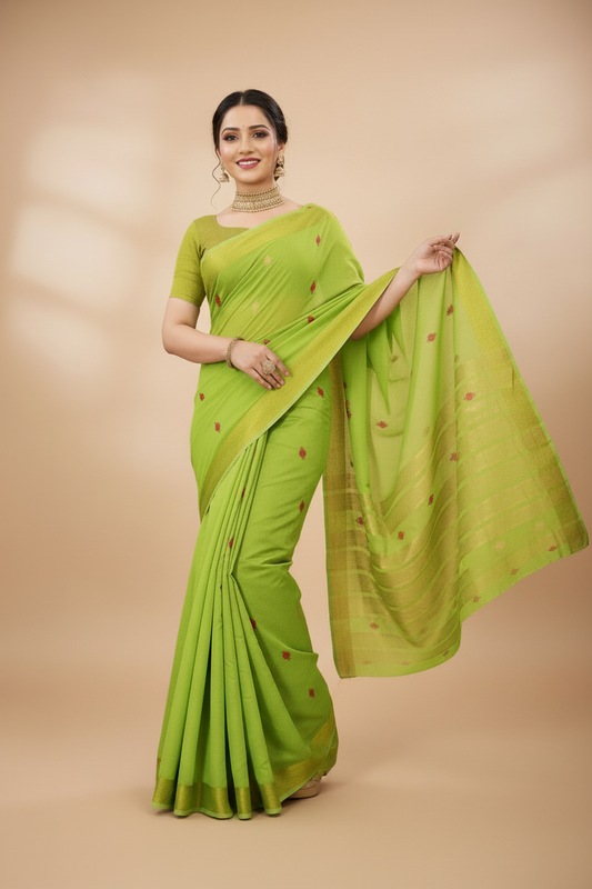 Lime green saree