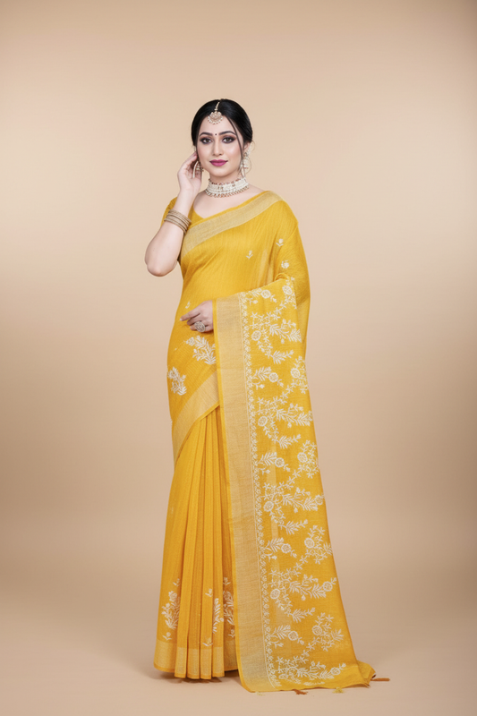 Mustard Yellow Saree - Modern Studio