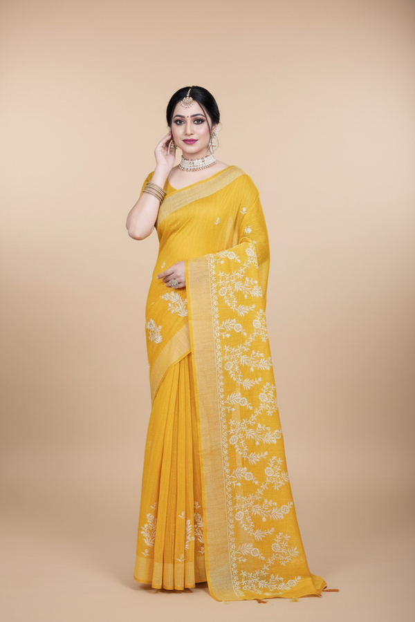 Mustard Yellow Saree - Modern Studio