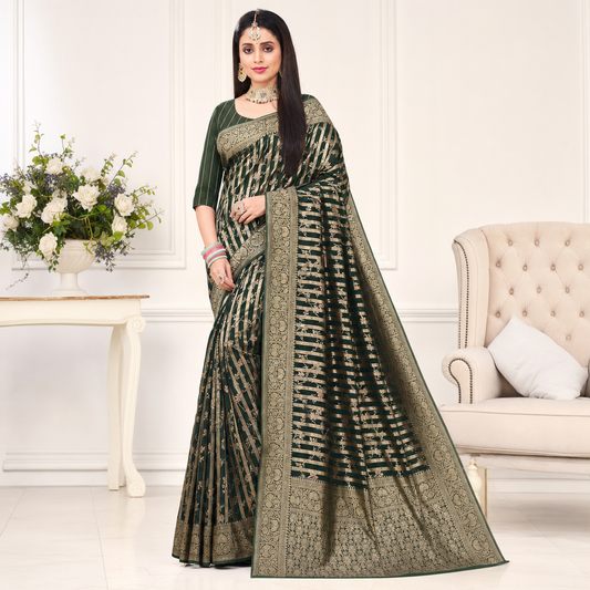 Green banarasi zari woven silk saree