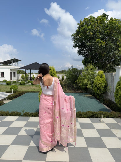 Baby Pink Cotton Silk Saree