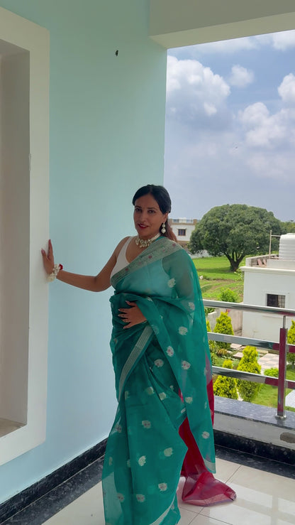 Blue Cotton Silk Saree