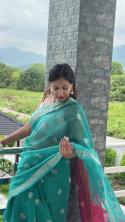 Blue Cotton Silk Saree