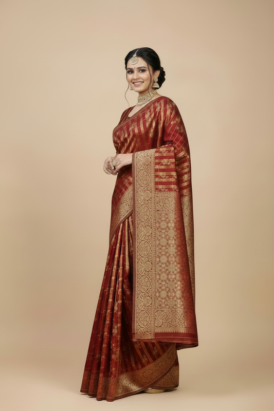 Red saree front