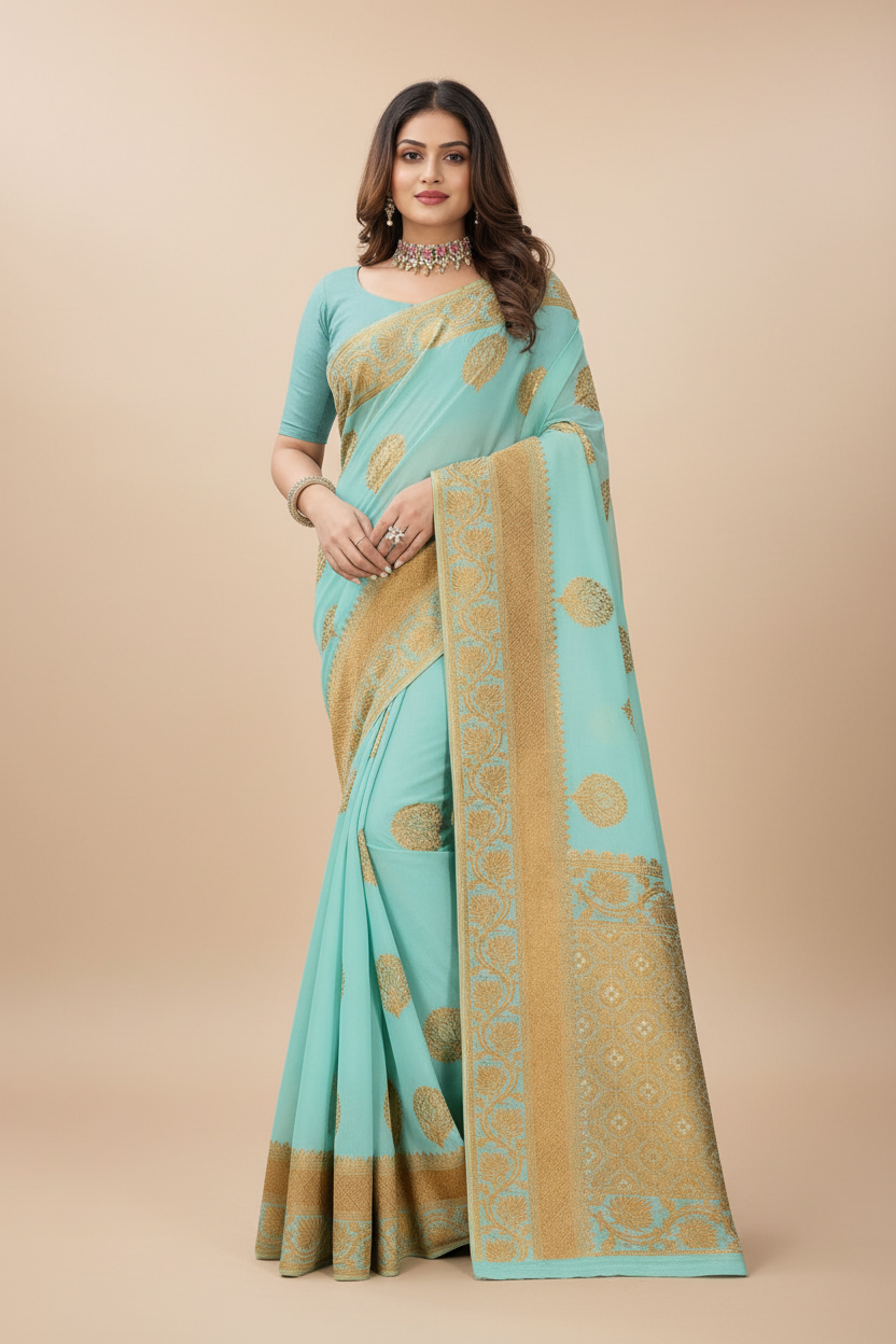 Sky Blue Saree - Corrected